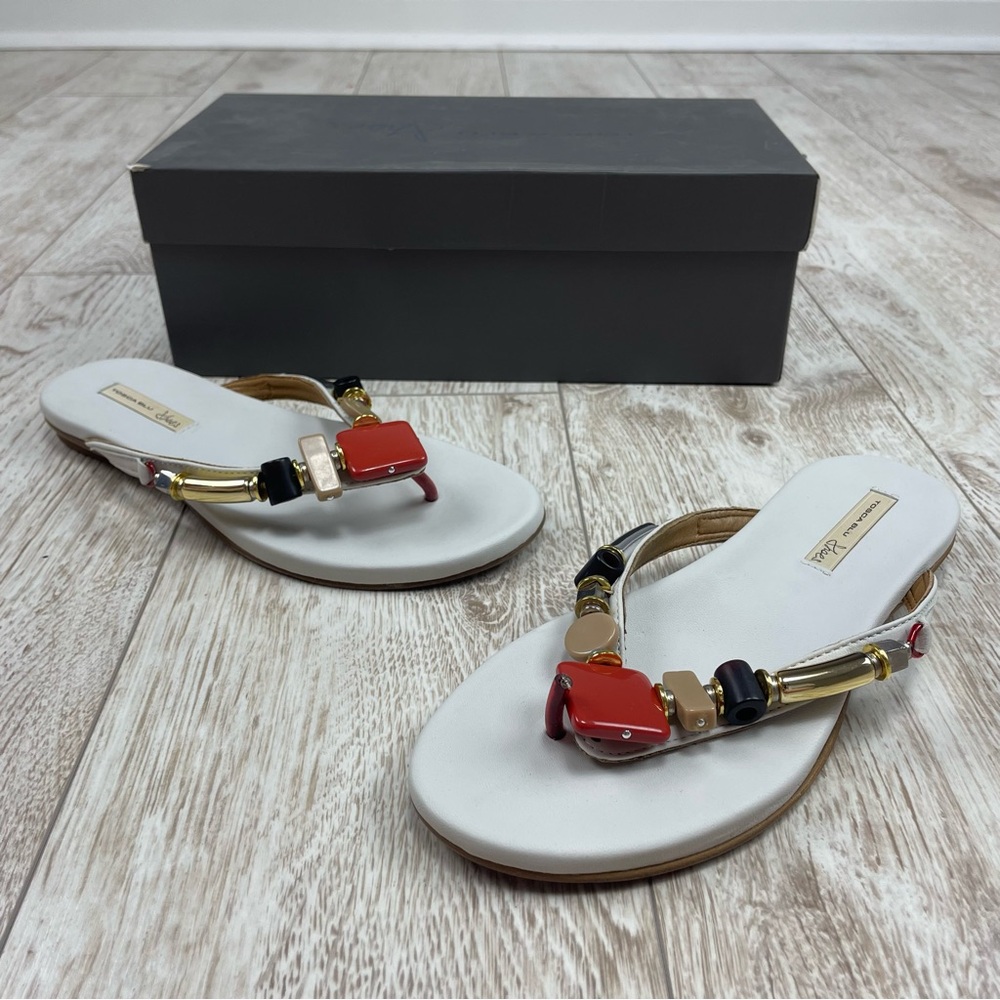 DIU Tosca Blu 38 leather Women's Sandals with Red and Black Accents